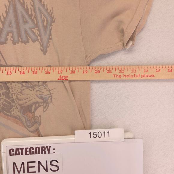 Def Leppard Band Graphic Crew Neck T Shirt Adult Mens Size Medium M Tan - Picture 7 of 9